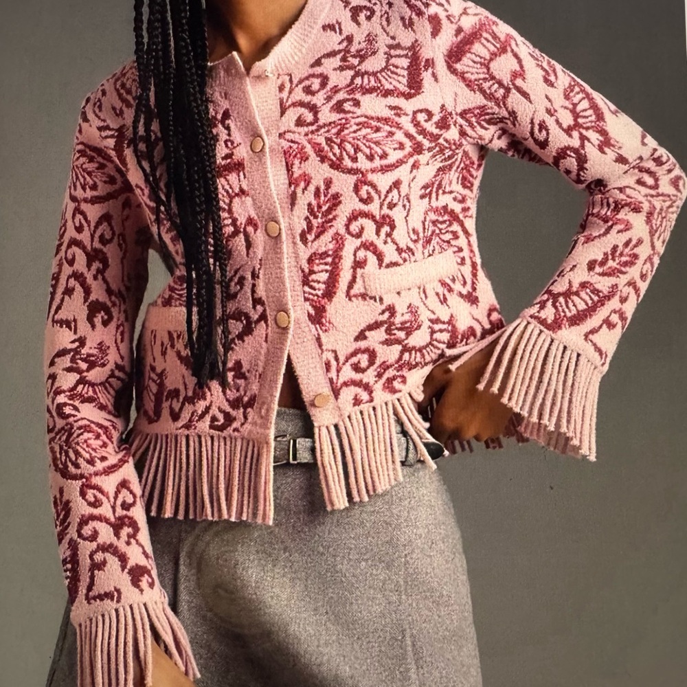 NVLT Pink and Red Patterned Cardigan